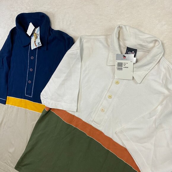 Lot Of 2 NWT Vintage Levis Silvertab Button Up Polo Shirt Short Sleeve Striped L - Picture 4 of 16